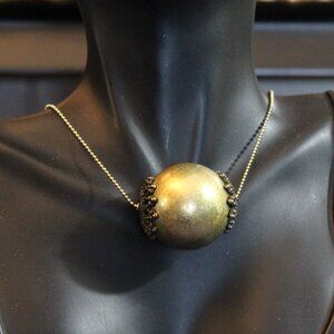 Gold Tone Large Ball Focal Choker Necklace